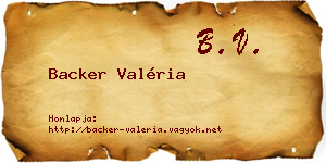 Backer Valéria névjegykártya